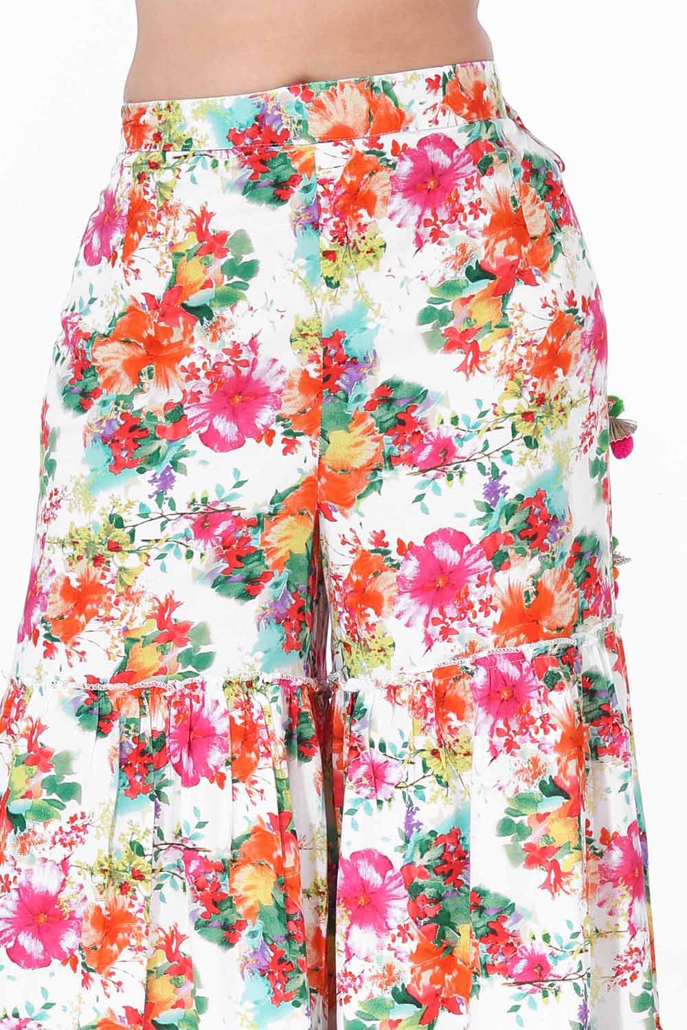 Multicolor Floral Rayon Printed Garara Palazzo