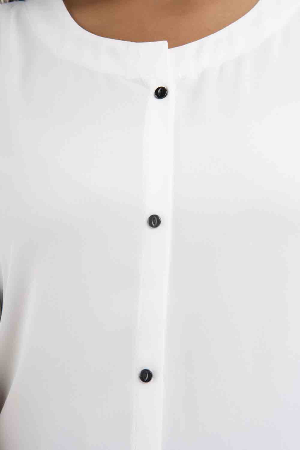 White Round Neck Solid Short Kurti