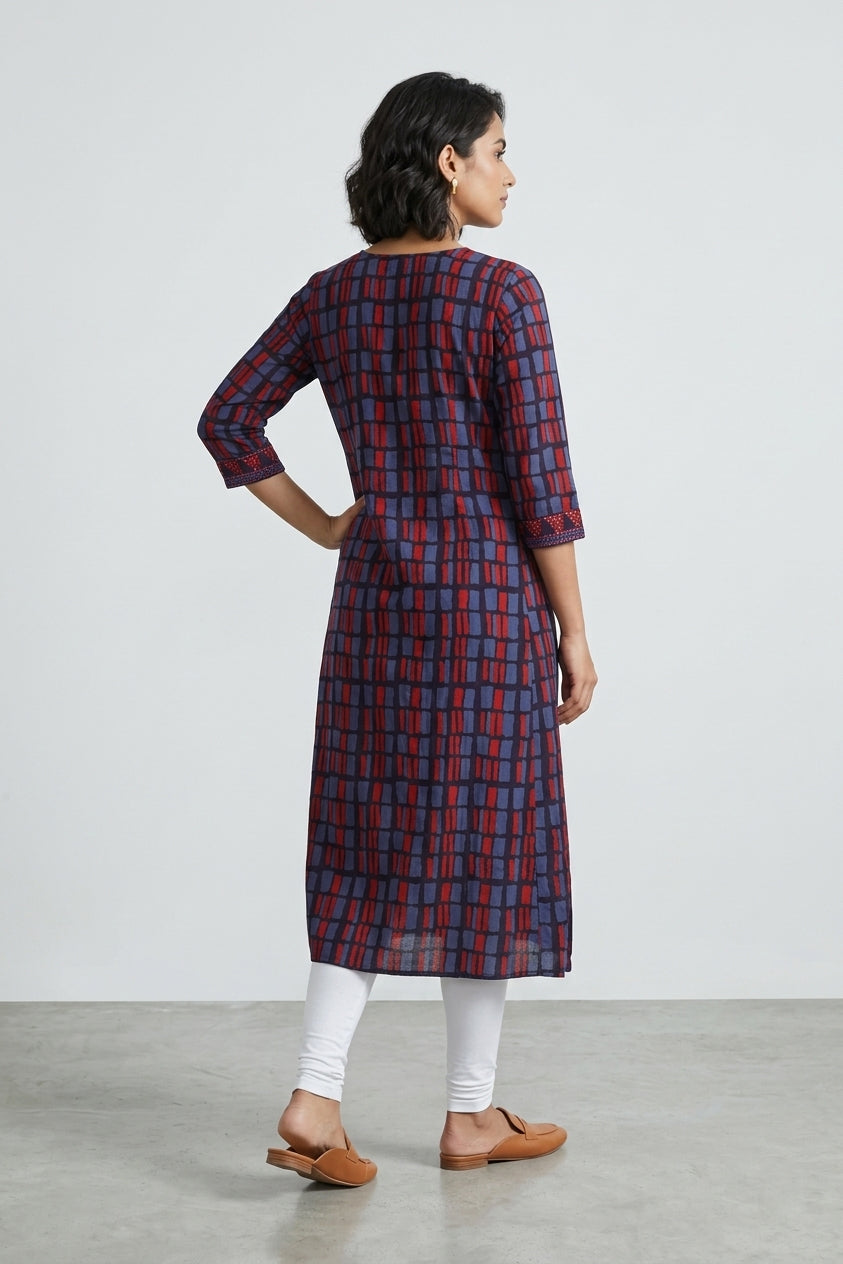 Black Printed Rayon Frock Kurti