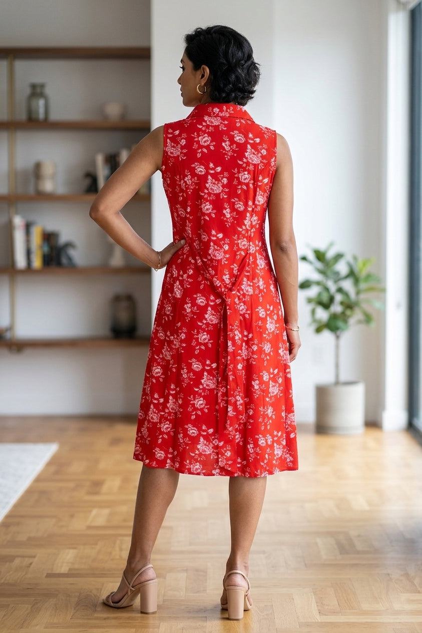 Rani Pink Printed Rayon A-line Kurti