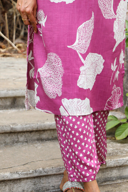 M Pink Kurti With Pant And Dupatta Fashionista Set