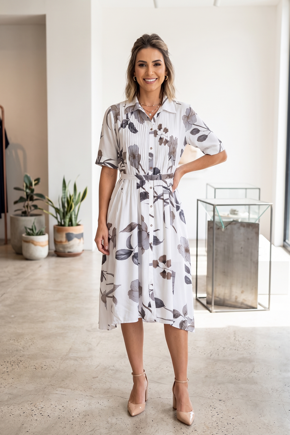 White Rayon Printed Aline Kurti