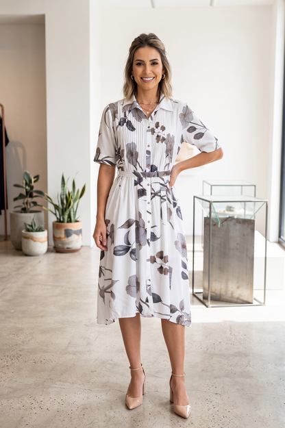 White Rayon Printed Aline Kurti