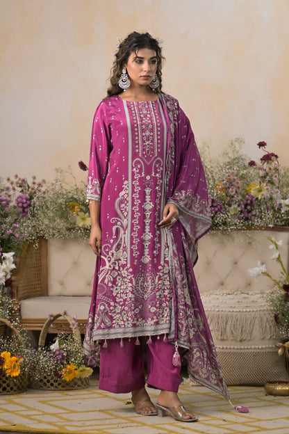 Kaira M Pink Partyqueen Kurti Pant Dupatta Set