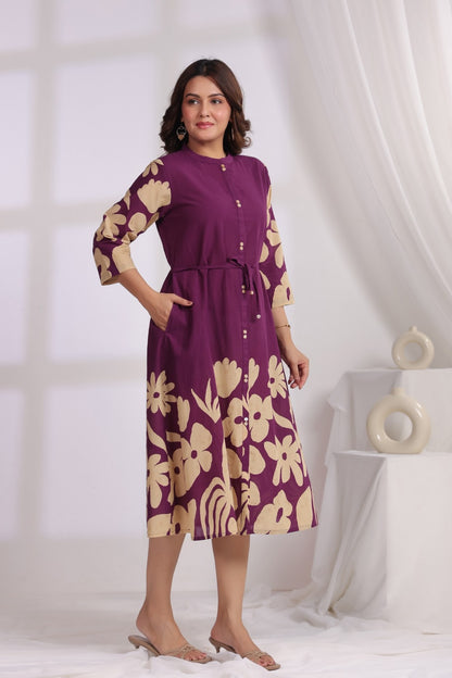 Voilet Crepe One Piece Dress One Pcs