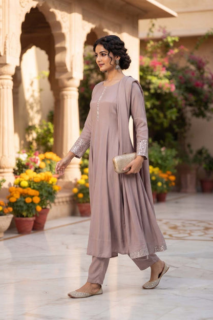 Light Chiko Frock Style Kurti With Plazo 3 Pcs Set