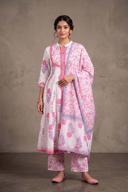 Pink Cotton Kurti Frock Pant