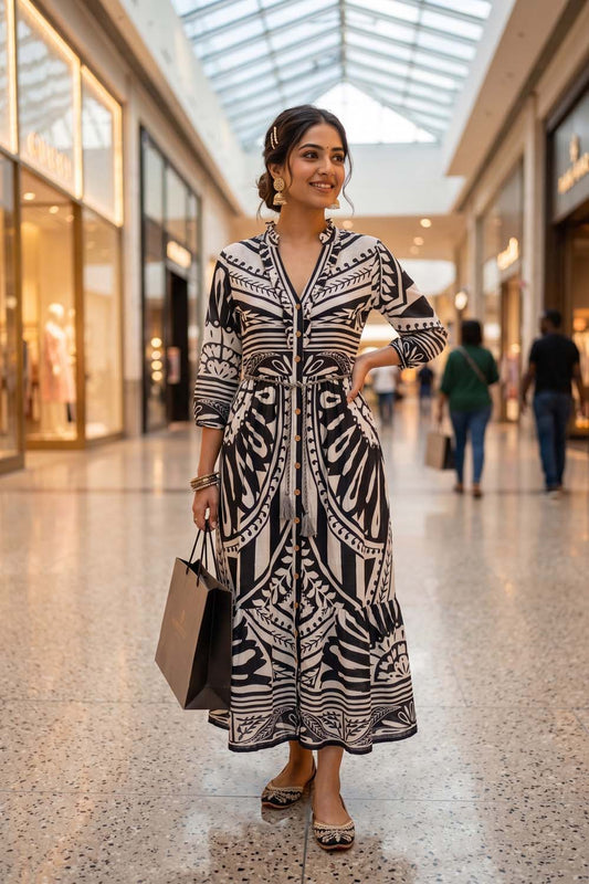 Black & White Frock Style Kurti