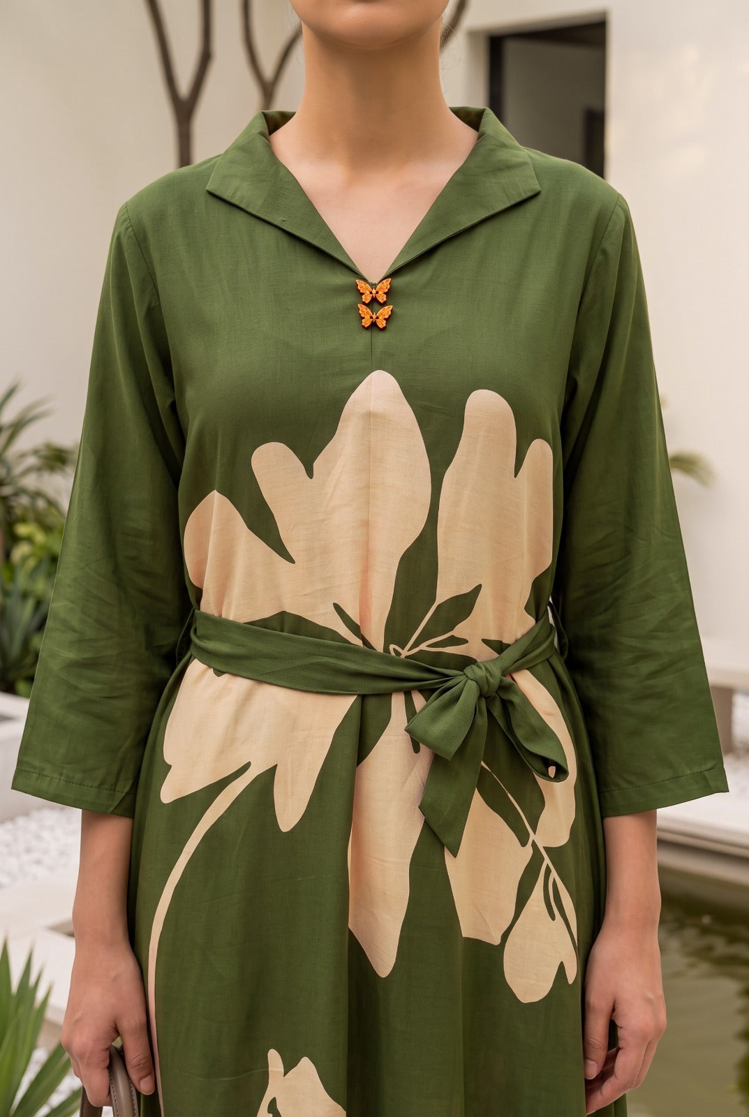Green Muslin One Piece Dress One Pcs