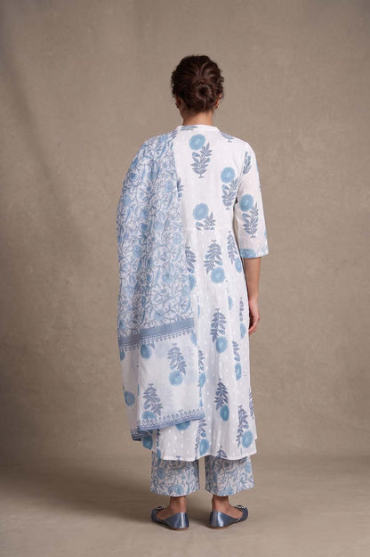 Sky Blue Cotton Kurti Frock Pant