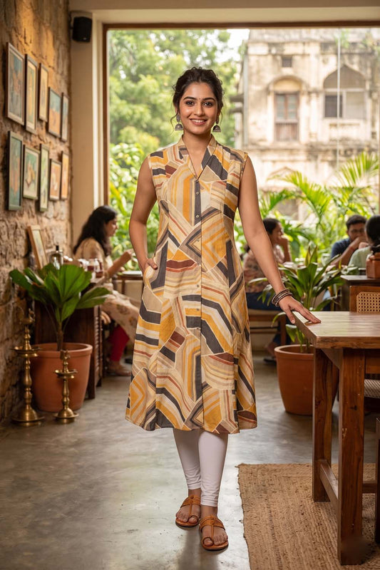 Yellow Aline Kurti