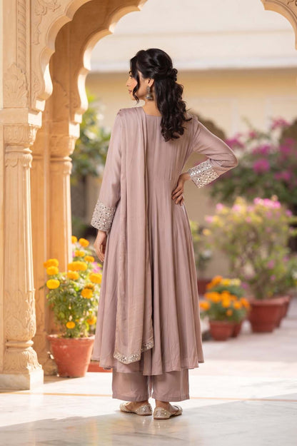Light Chiko Frock Style Kurti With Plazo 3 Pcs Set