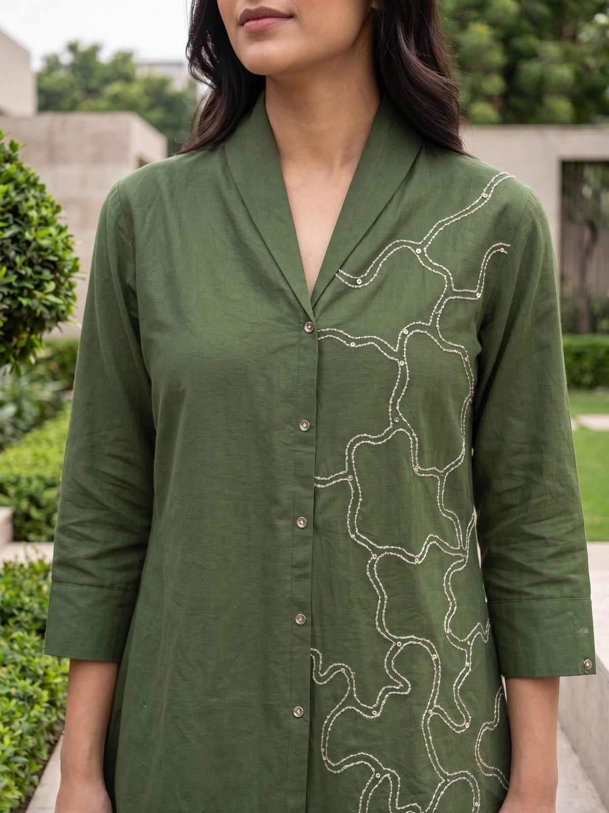 Green Cotton Short Kurti With Plazo 2 Pcs Set