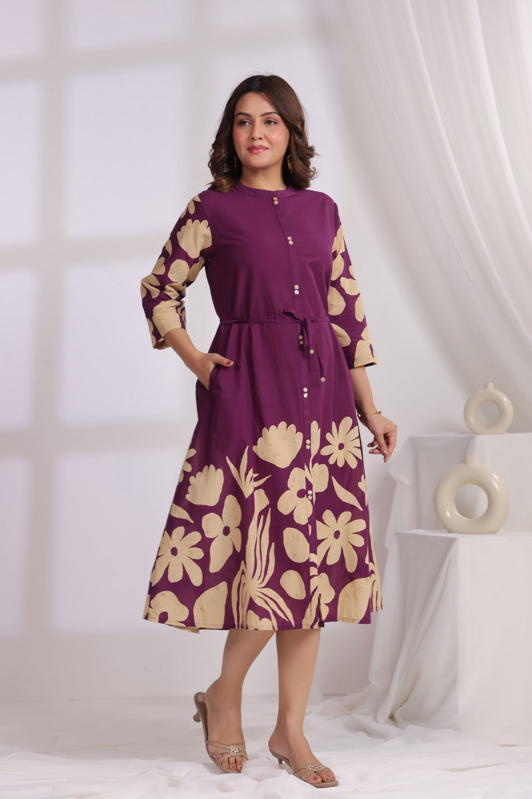 Voilet Crepe One Piece Dress One Pcs