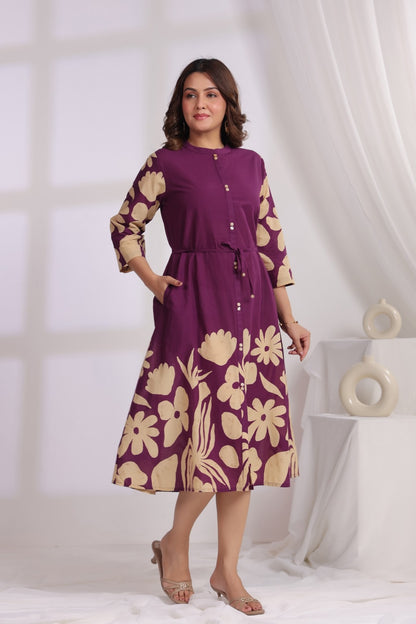 Voilet Crepe One Piece Dress One Pcs