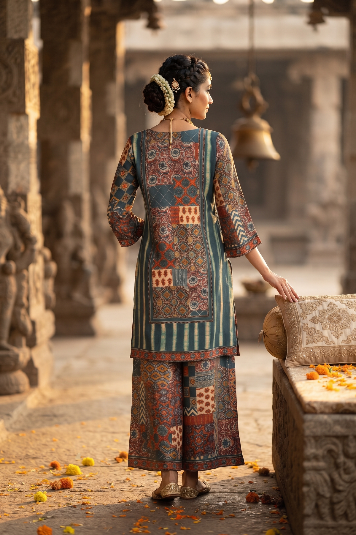 Green Rayon Straight Kurti With Plazo 2 Pcs Set