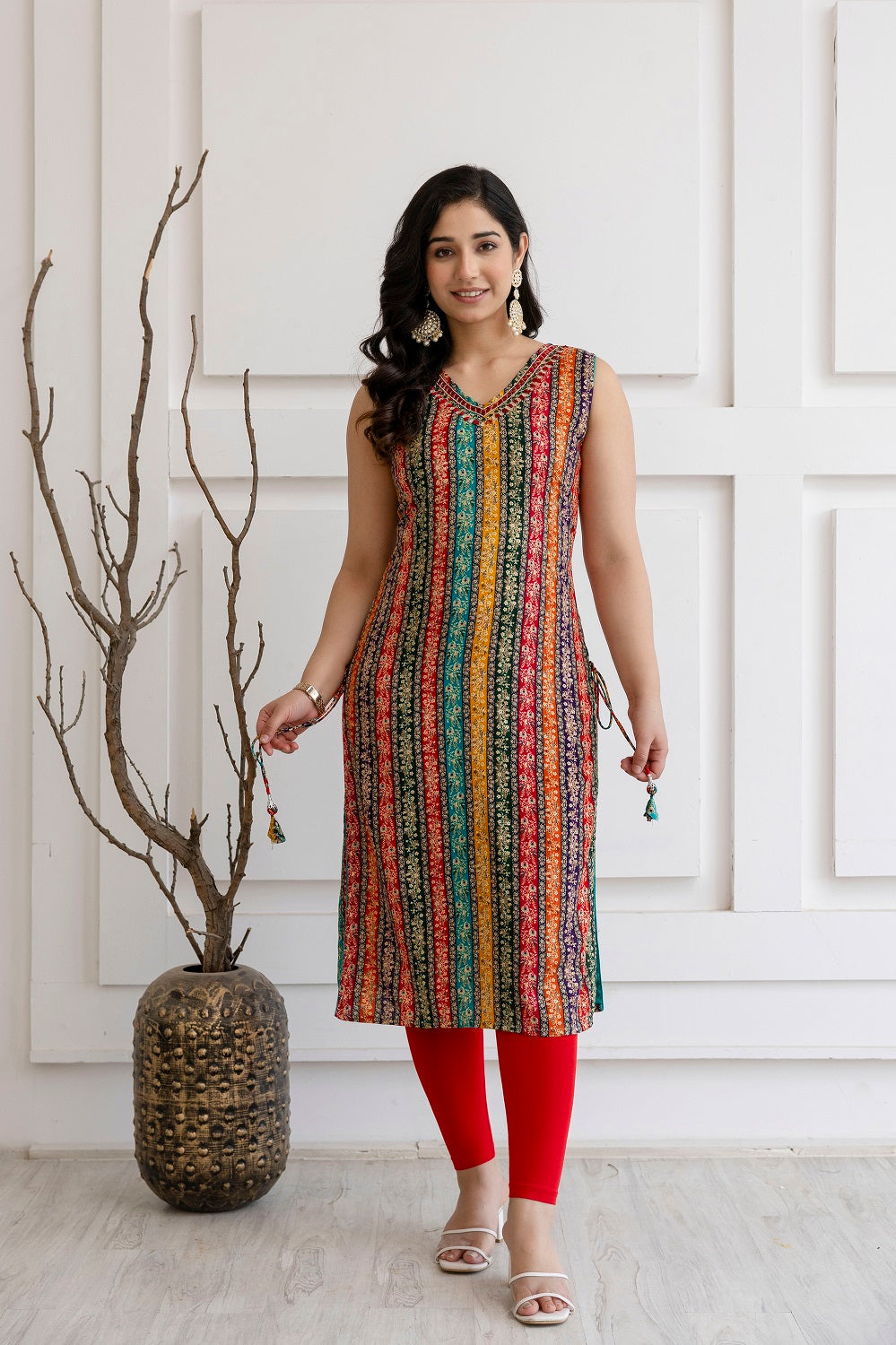 Multi Color Rayon Straight Cut Kurti
