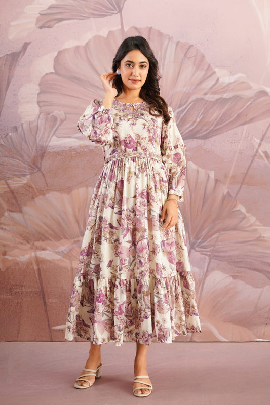 Purple Cotton Fashionista Kurti Frock