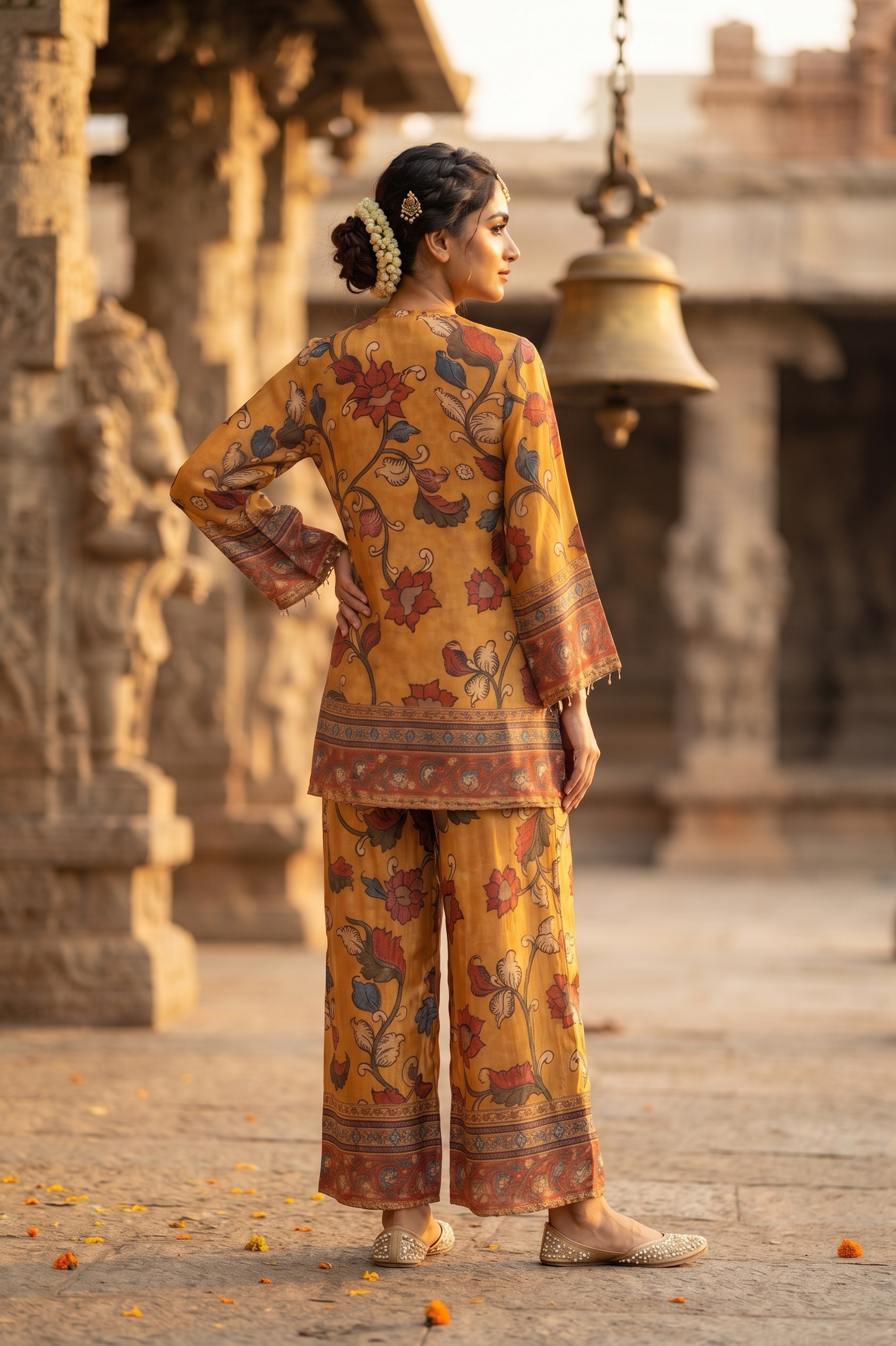 Mustard Rayon Straight Kurti With Plazo 2 Pcs Set