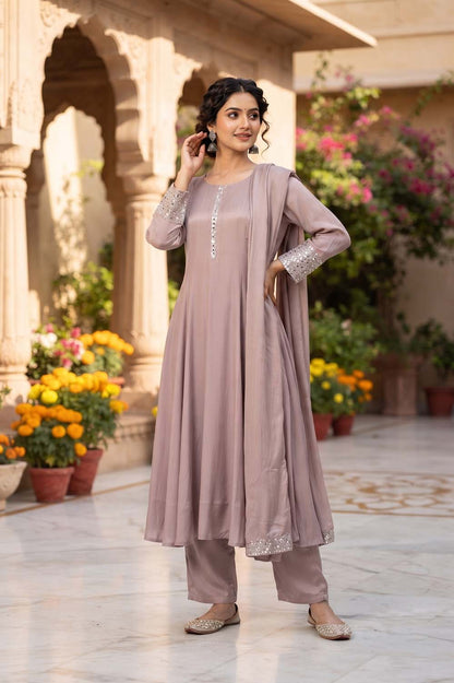 Light Chiko Frock Style Kurti With Plazo 3 Pcs Set