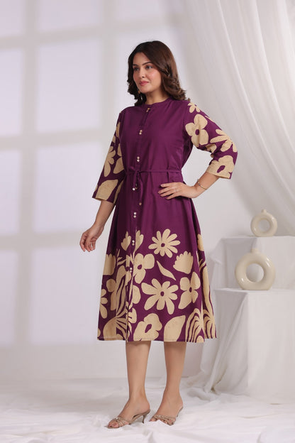 Voilet Crepe One Piece Dress One Pcs