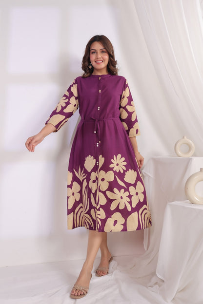 Voilet Crepe One Piece Dress One Pcs