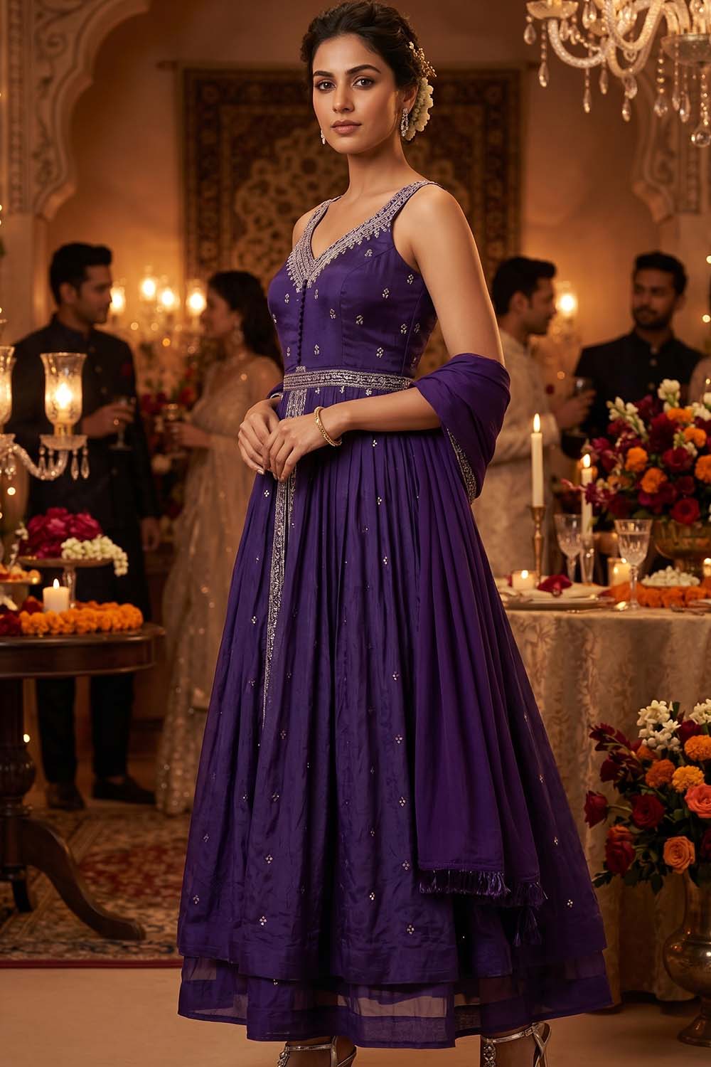 Violet Chinon Kurti Skirt