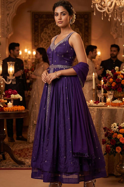 Violet Chinon Kurti Skirt