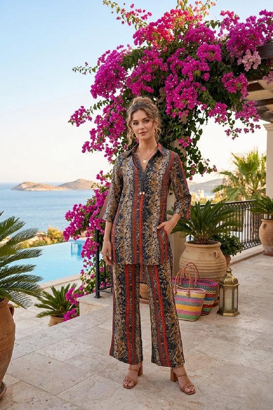 Black Rayon Short Kurti 2 Pieces Set