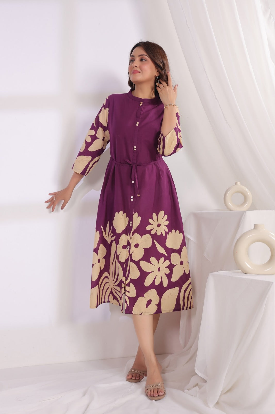 Voilet Crepe One Piece Dress One Pcs