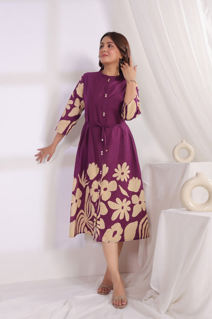 Voilet Crepe One Piece Dress One Pcs