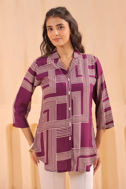 Voilet Rayon Short Shirt One Pc