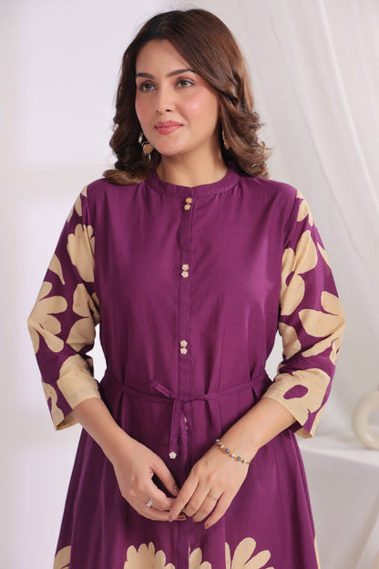 Voilet Crepe One Piece Dress One Pcs