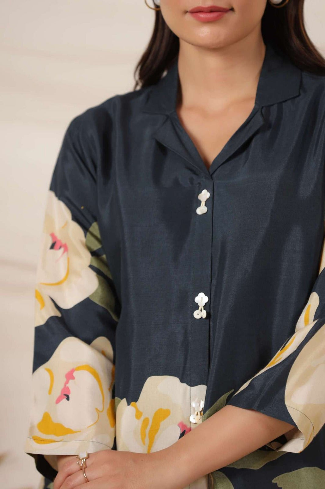 Peacock Blue Crepe Short Kurti One Pcs