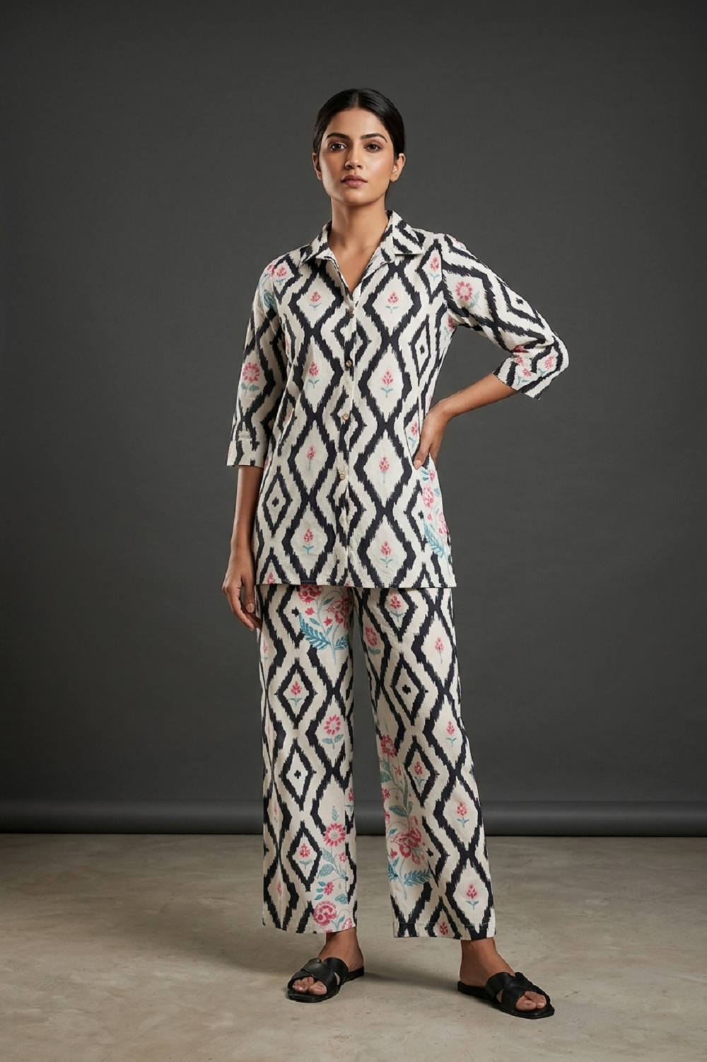Green Cotton Kurti Pant 2 Pieces Set