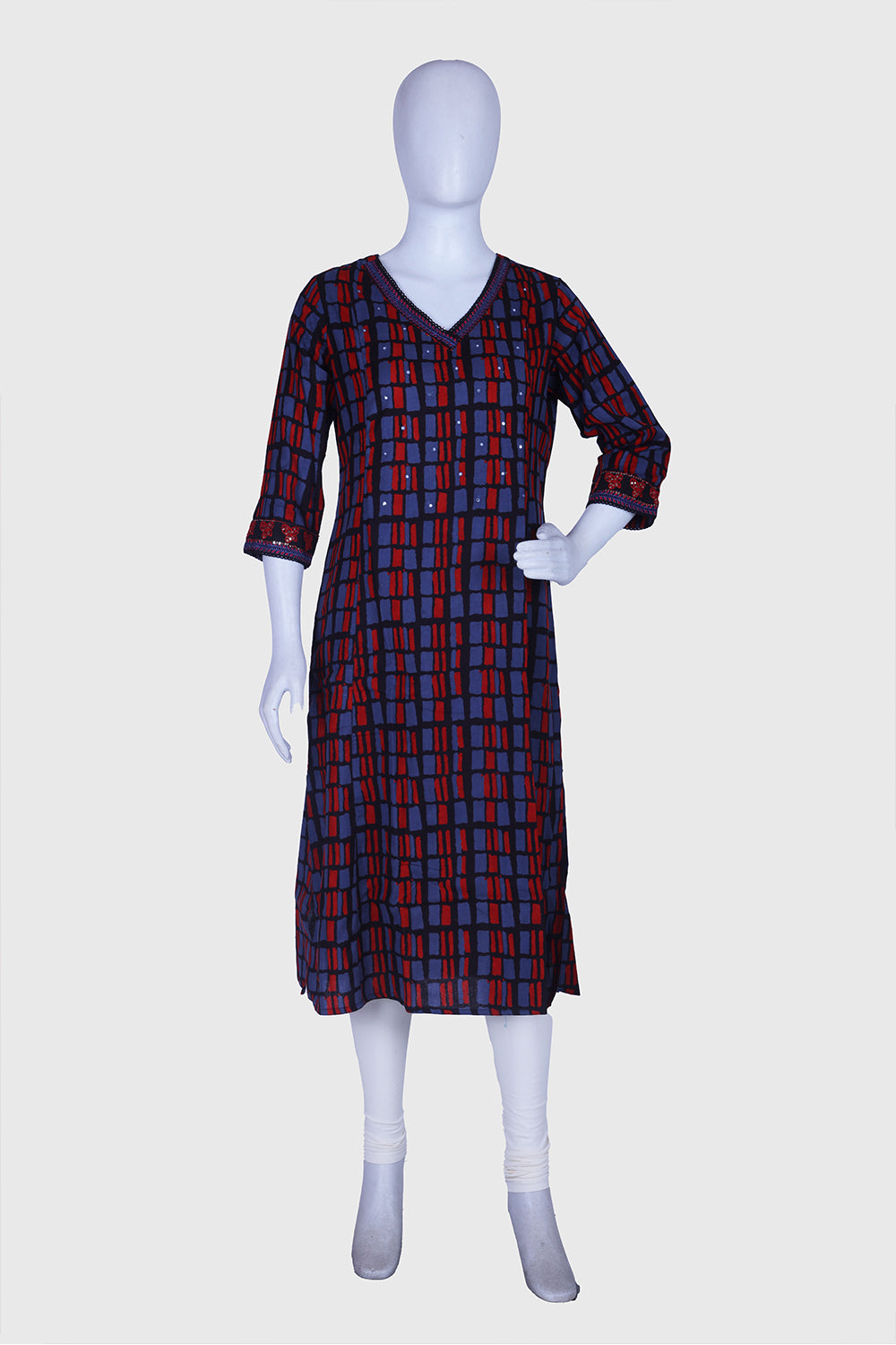 Black Printed Rayon Frock Kurti