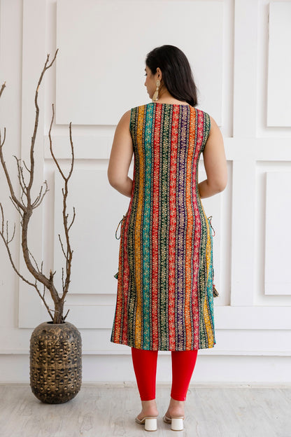 Multi Color Rayon Straight Cut Kurti
