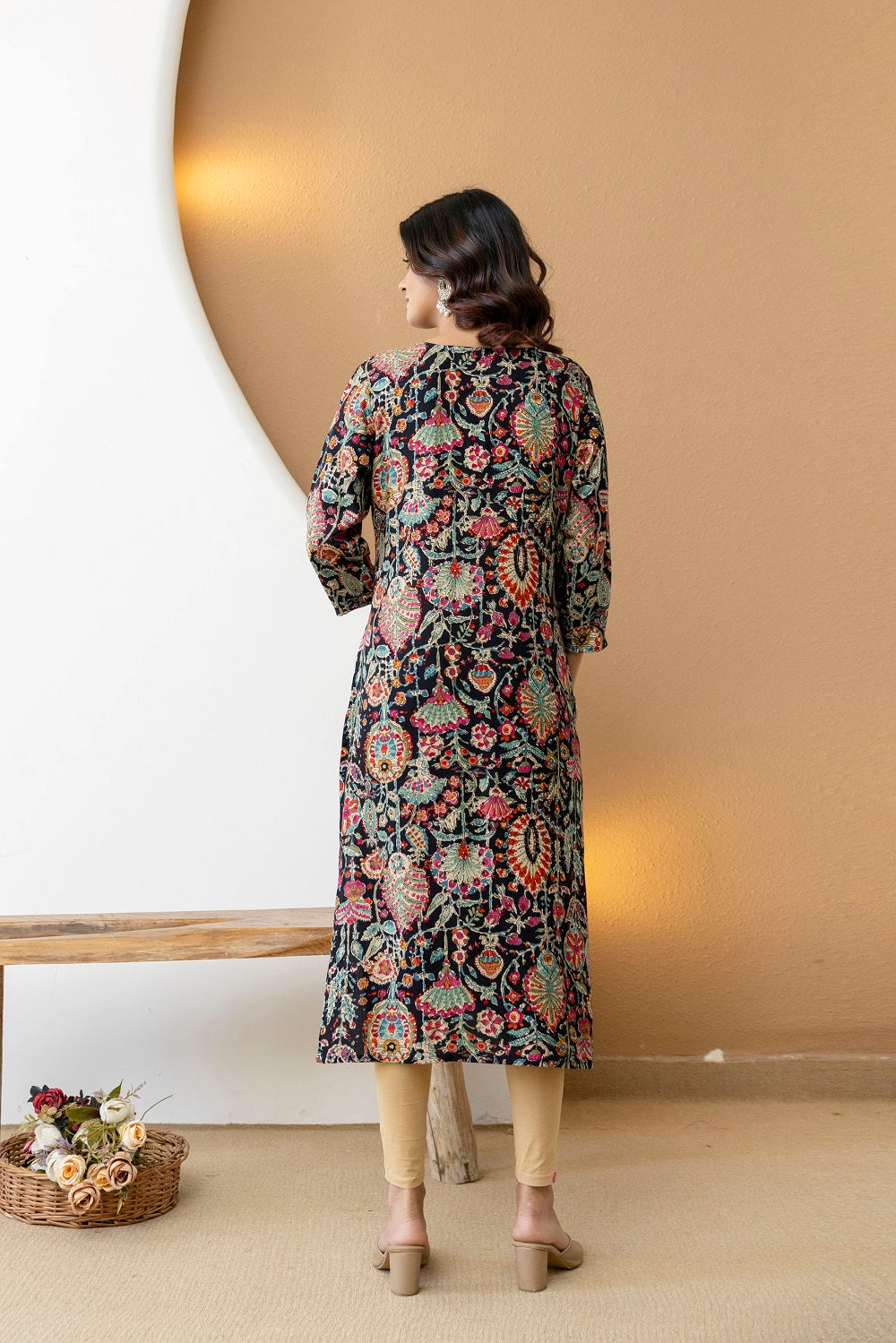 Black Rayon Straight cut kurti