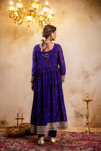 Violet Chinon Partyqeen Kurti 3 Pieces Set