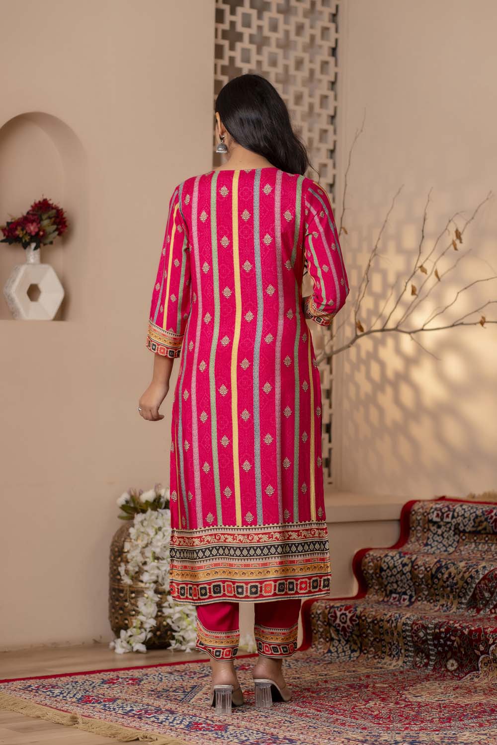 Summer Queen Baby Pink Embroidered Cotton Stylish Kurti with Dupatta and Pant  Set