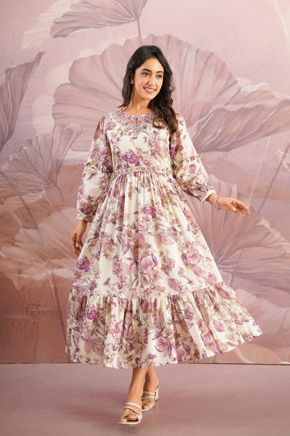 Purple Cotton Fashionista Kurti Frock