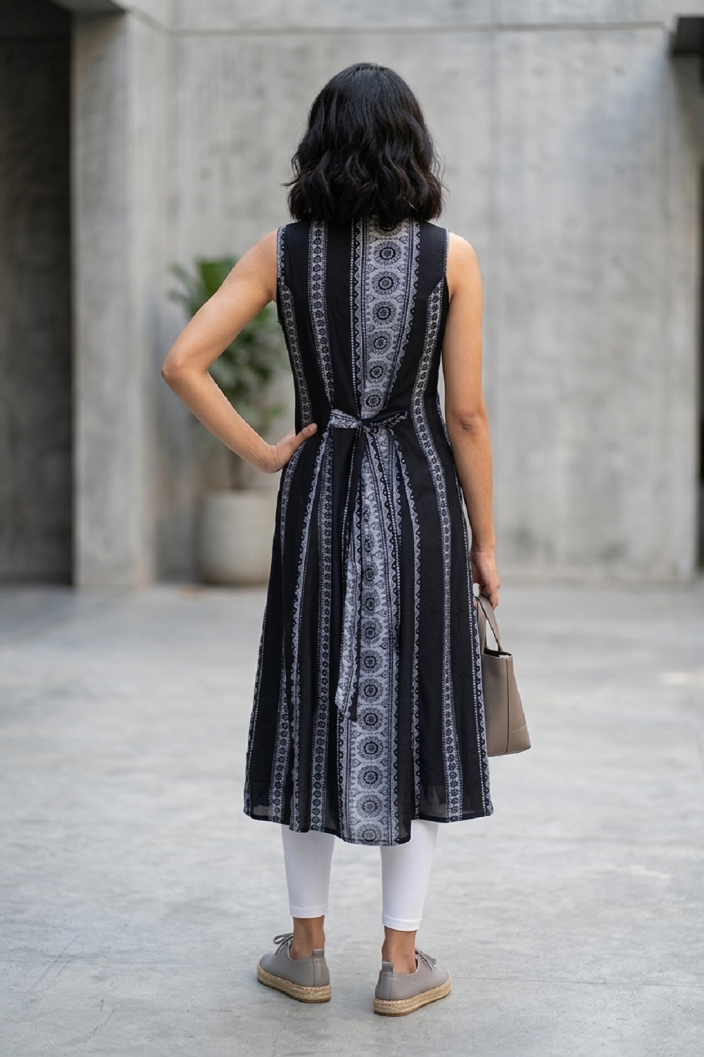 Navy Blue Rayon Printed Aline Kurti