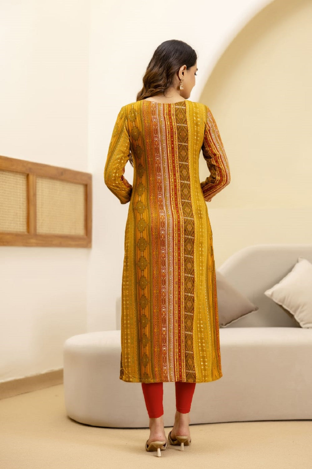 Musterd Rayon Printed Straight Kurti
