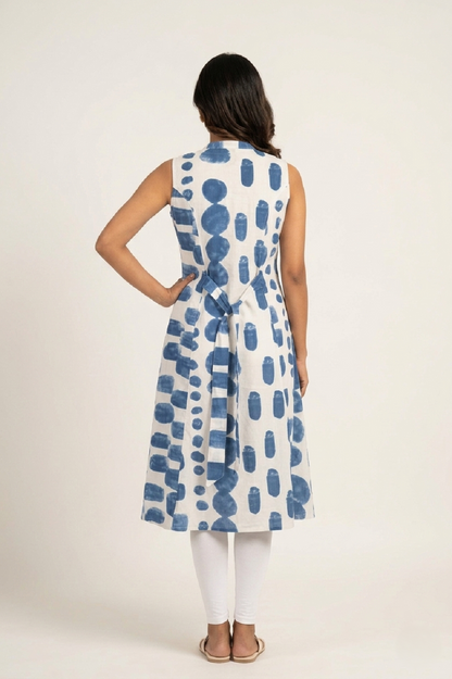 Blue Cotton Print Aline Kurti