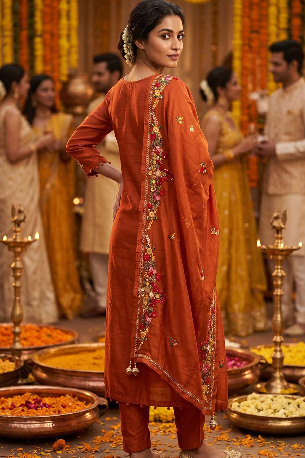 Rust Silk Kurti Pant
