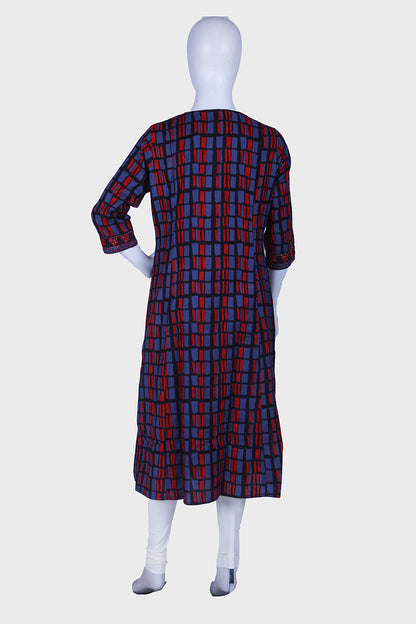 Black Printed Rayon Frock Kurti