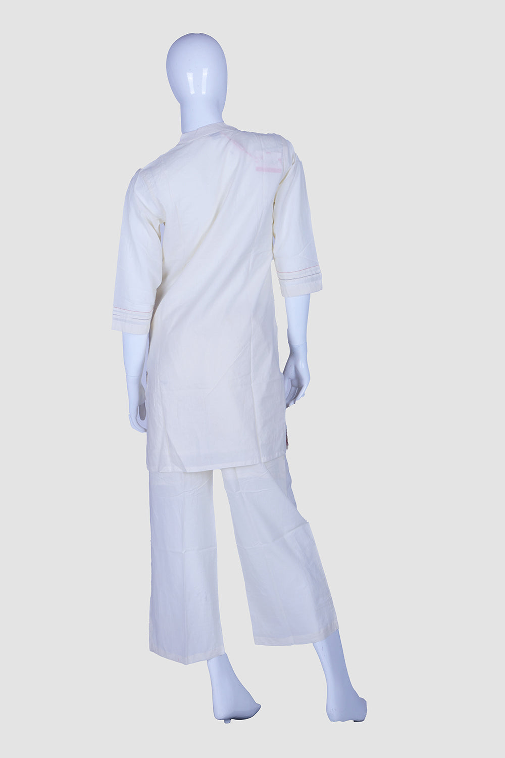 Off White Art Silk Kurti Pant 2 Pieces Set