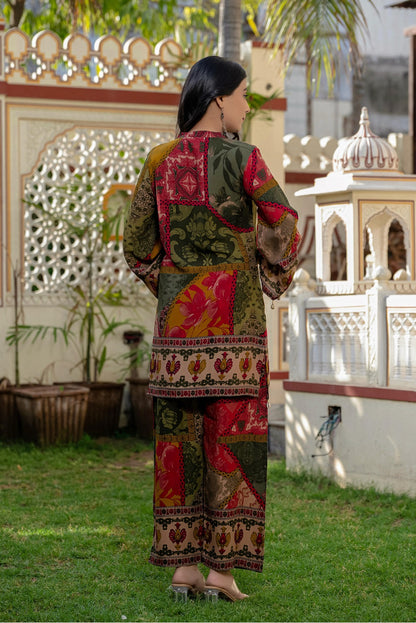 Mehndi Green Rayon Kurti 2 Pieces Set