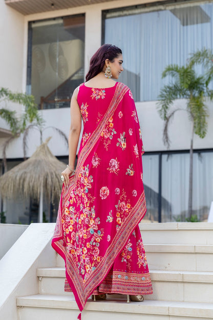 Rani Pink Sharara Kurti 3 Pieces Set