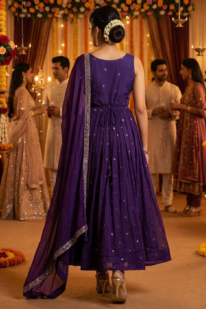Violet Chinon Kurti Skirt